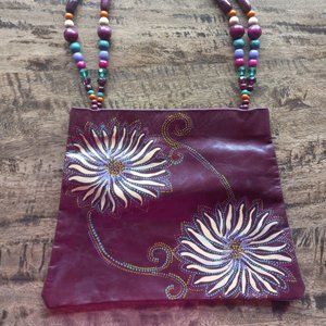 Leather Purse Handbag SPAIN  Hand Painted NEW